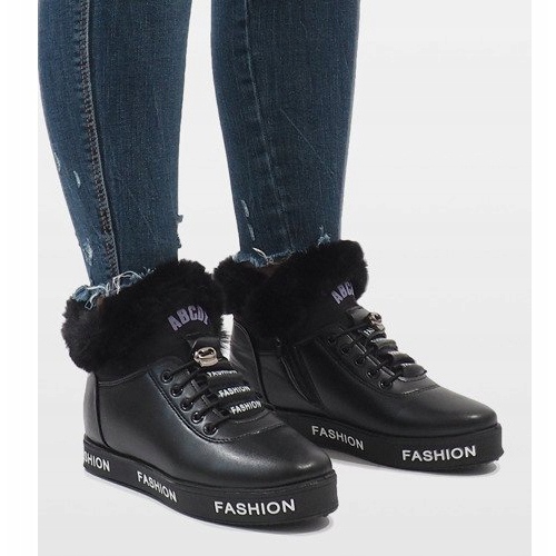 Černé kozačky s podšívkou GF-ZM106 černá 1 Černé kozačky s podšívkou GF-ZM106 černá 1