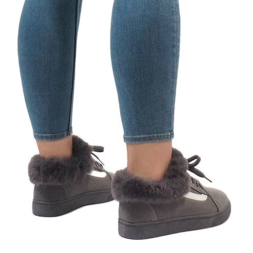 Šedé boty, zateplené tenisky FB-186 šedá 1