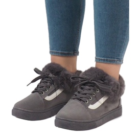 Šedé boty, zateplené tenisky FB-186 šedá 2