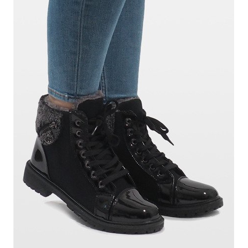 Černé zateplené boty TL56-1 černá 2