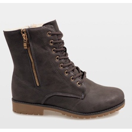 Šedé zateplené boty E591-3 šedá 2