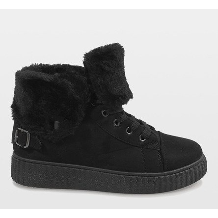 Černé zateplené boty B192-1 černá 2