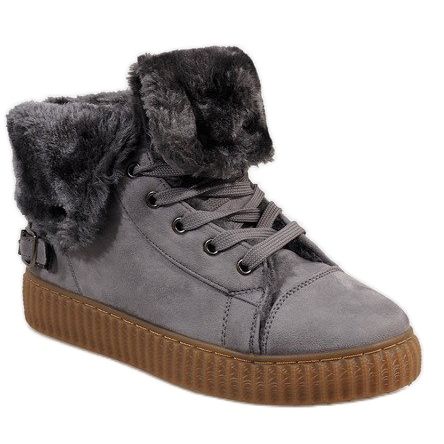 Šedé zateplené boty B192-2 šedá 1