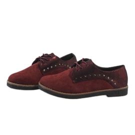 Červené šněrovací boty s cvočky LX155 1