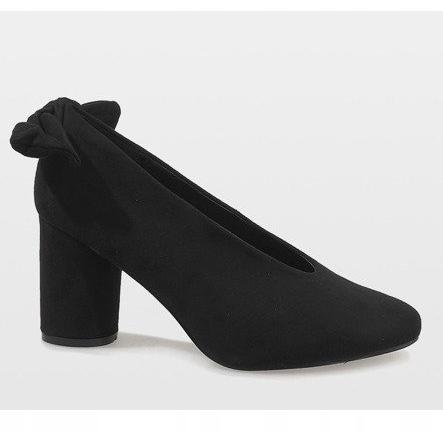 Černé semišové lodičky na sloupku LL-93P Schwarz černá 2