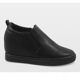 Černé tenisky na klínku DD384-1 černá 2 Černé tenisky na klínku DD384-1 černá 2