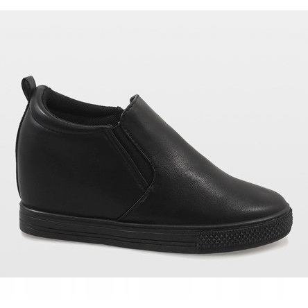 Černé tenisky na klínku DD384-1 černá 2 Černé tenisky na klínku DD384-1 černá 2