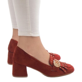 Černé semišové lodičky na sloupku X77 červené 1