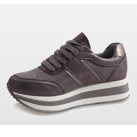 Šedé tenisky na platformě 99-09 šedá 2 Šedé tenisky na platformě 99-09 šedá 2