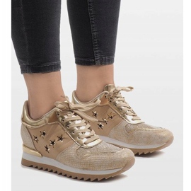 Zlaté tenisky na klínku G-127 zlatý 1