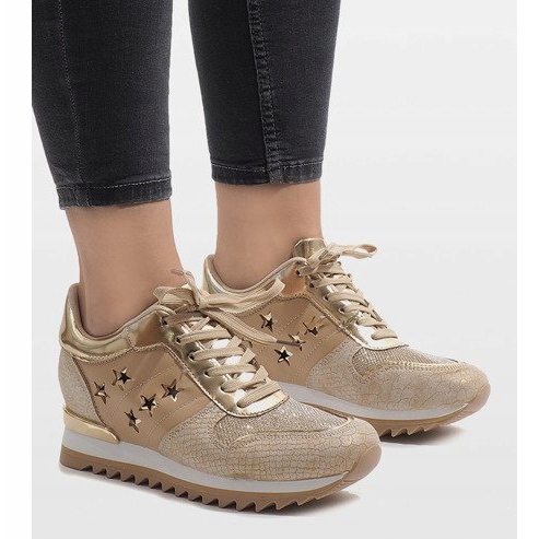 Zlaté tenisky na klínku G-127 zlatý 1