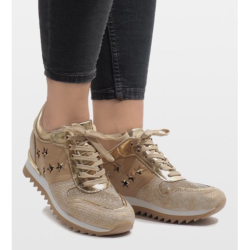 Zlaté tenisky na klínku G-127 zlatý 2