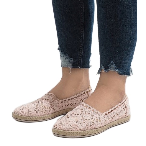 Růžové krajkové tenisky JX57P růžový 1