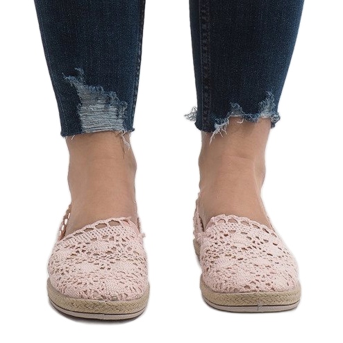 Růžové krajkové tenisky JX57P růžový 2