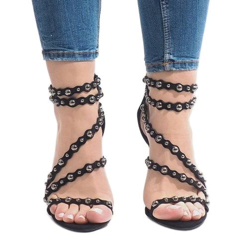 Černé sandály na vysokém podpatku LE042P černá 2