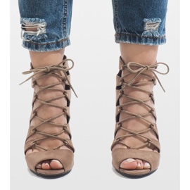 Khaki otevřené kozačky na vysokém podpatku 9095-83A vícebarevný zelená 2 Khaki otevřené kozačky na vysokém podpatku 9095-83A vícebarevný zelená 2