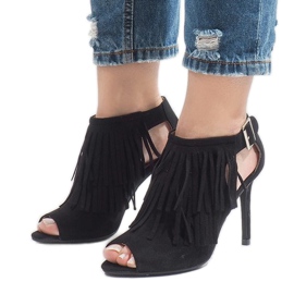 Černé boho boty na podpatku 1551-149 černý 1