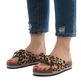 Leopardí pantofle s mašlí N-33 hnědý 1
