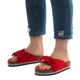 Červené pantofle s mašlí N-33 1