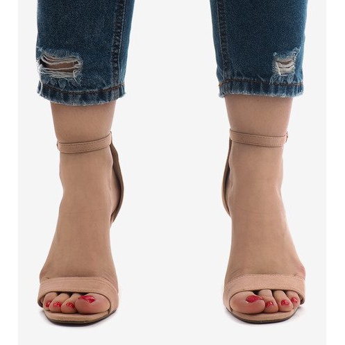 Růžové semišové sandály SY-31P růžový 2