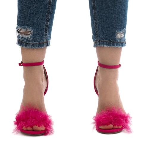 Růžové semišové sandály na vysokém podpatku NF-19P růžový 1