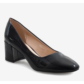 Černě lakované lodičky na sloupku 7501-1 černý 1