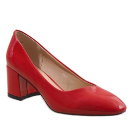 Červeně lakované lodičky na sloupku 7501-1 červené 1