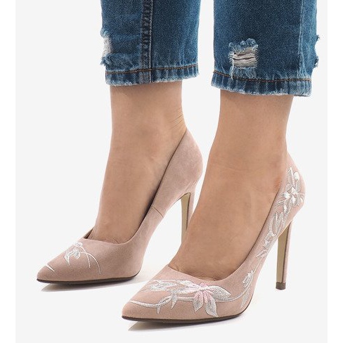 Růžové semišové vysoké podpatky 16032-18 růžový 1