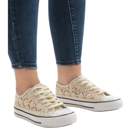 Béžové krajkové tenisky BB2050-SP béžový 1