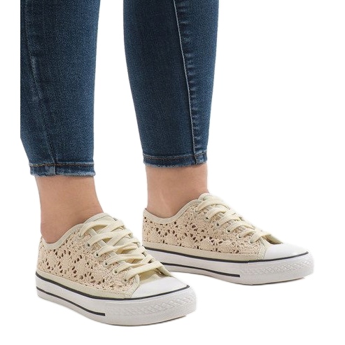 Béžové krajkové tenisky BB2050-SP béžový 1