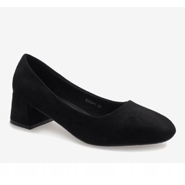 Černé semišové lodičky na sloupku H343-1 černá 1