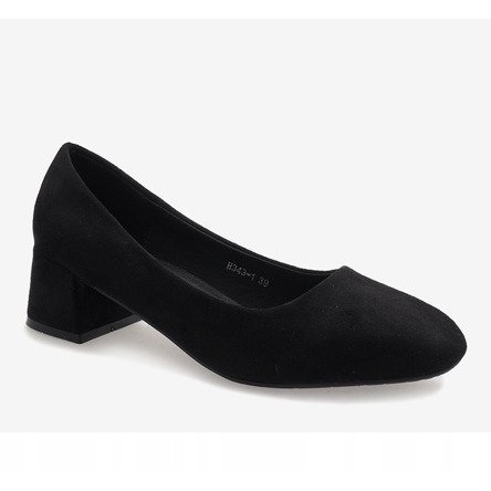 Černé semišové lodičky na sloupku H343-1 černá 1