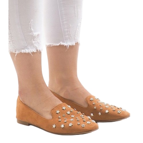 Velbloudí mokasíny balerínky F3262 hnědý 1