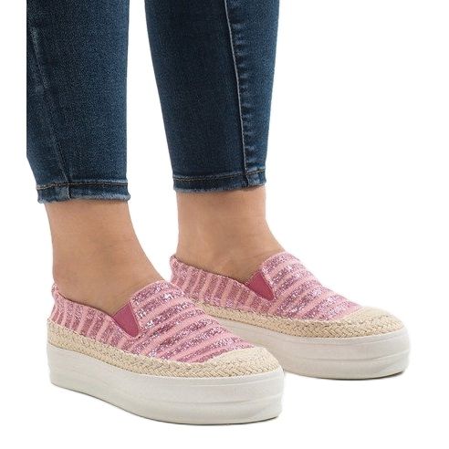 Růžové espadrilky na platformě GH001 růžový 1 Růžové espadrilky na platformě GH001 růžový 1
