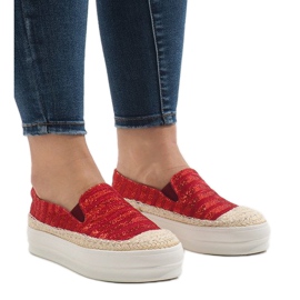 Espadrilky červených tenisek na platformě GH001 červené 1 Espadrilky červených tenisek na platformě GH001 červené 1