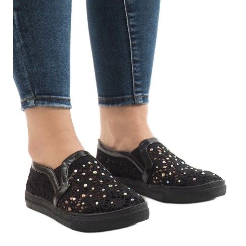 Černé krajkové tenisky HC233 černá 1