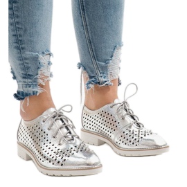 Stříbrné prolamované boty s hřeby G-106-2 šedá 1