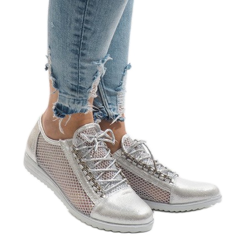 Stříbrné prolamované boty TL44 šedá 1