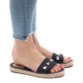 Černé džíny pantofle 7087 cvočky černý 1