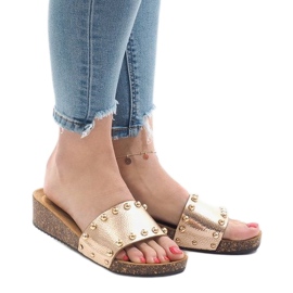 Šampaňské vysoké podpatky AC-2809 zlatý 1