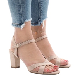 PA1 Béžové sandály na vysokém podpatku FH39002 béžový 1