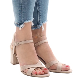 PA1 Béžové sandály na vysokém podpatku FH39002 béžový 2
