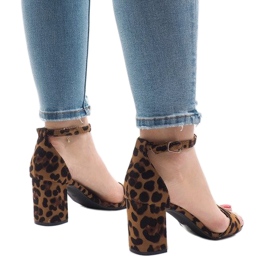Sandály na podpatku s leopardím vzorem 5102 hnědý 3