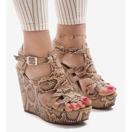 Velbloudí klínové sandály A-7A hnědý 1