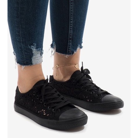 Černé krajkové tenisky RL-673 černý 1