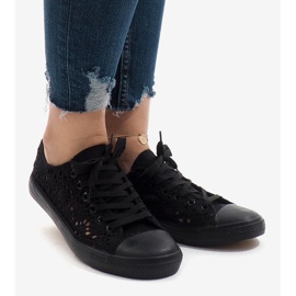 Černé krajkové tenisky RL-673 černý 2