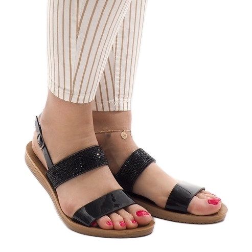 Černé sandály s flitry G-515-01 černá 1