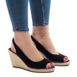 Černé klínové sandály 2894 černý 1