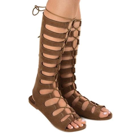 Hnědé ploché gladiátorské sandály 289-9 hnědý 1
