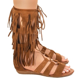 Hnědé ploché gladiátorské sandály D-41 hnědý 1